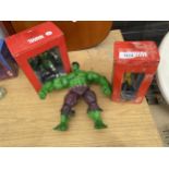 TWO MARVEL FIGURES AND A HULK FIGURE