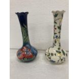 A PAIR OF OLD TUPTON WARE BUD VASES - 20 CM IN HEIGHT