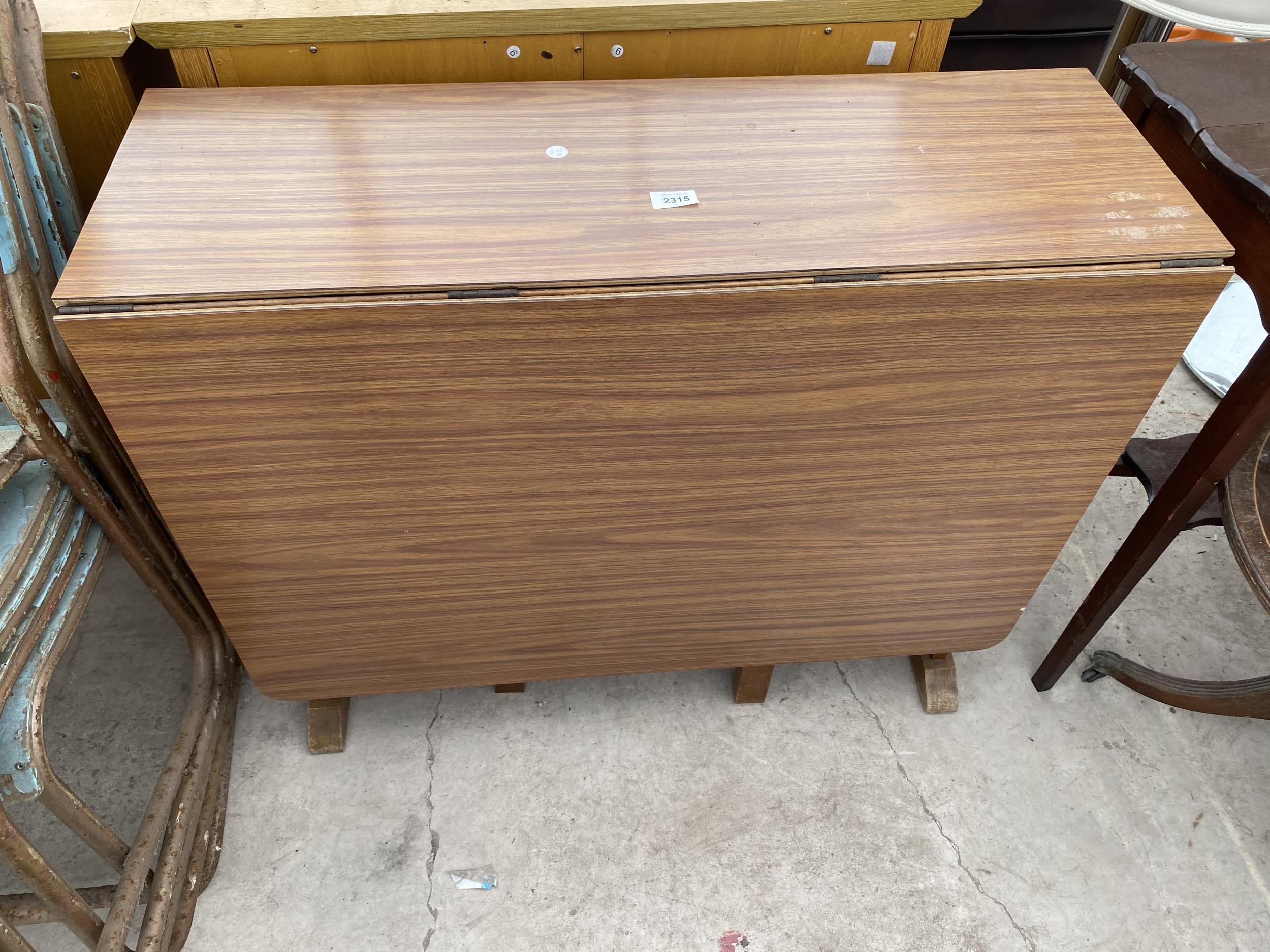 A MODERN FORMICA TOP DROP-LEAF TABLE AND LLOYD LOOM BEDROOM CHAIR