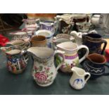 A LARGE QUANTITY OF VINTAGE JUGS TO INCLUDE MASON'S, ALFRED MEAKIN, ETC