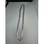 A MARKED SILVER FLAT CURB LINK NECKLACE LENGTH 20 INCHES