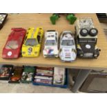 AN ASSORTMENT OF TOY VEHICLES TO INCLUDE A LAND ROVER AND SPORTS CARS