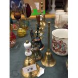 A COLLECTION OF BELLS TO INCLUDE BRASS, ETC