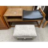 A MODERN TELEPHONE TABLE/SEAT AND SMALL STOOL COMPLETE WITH DRAWER