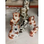 A COLLECTION OF STAFFORDSHIRE MANTLE DOGS VARIENT IN SIZE - NO STAMP MARKS TO THE BASE