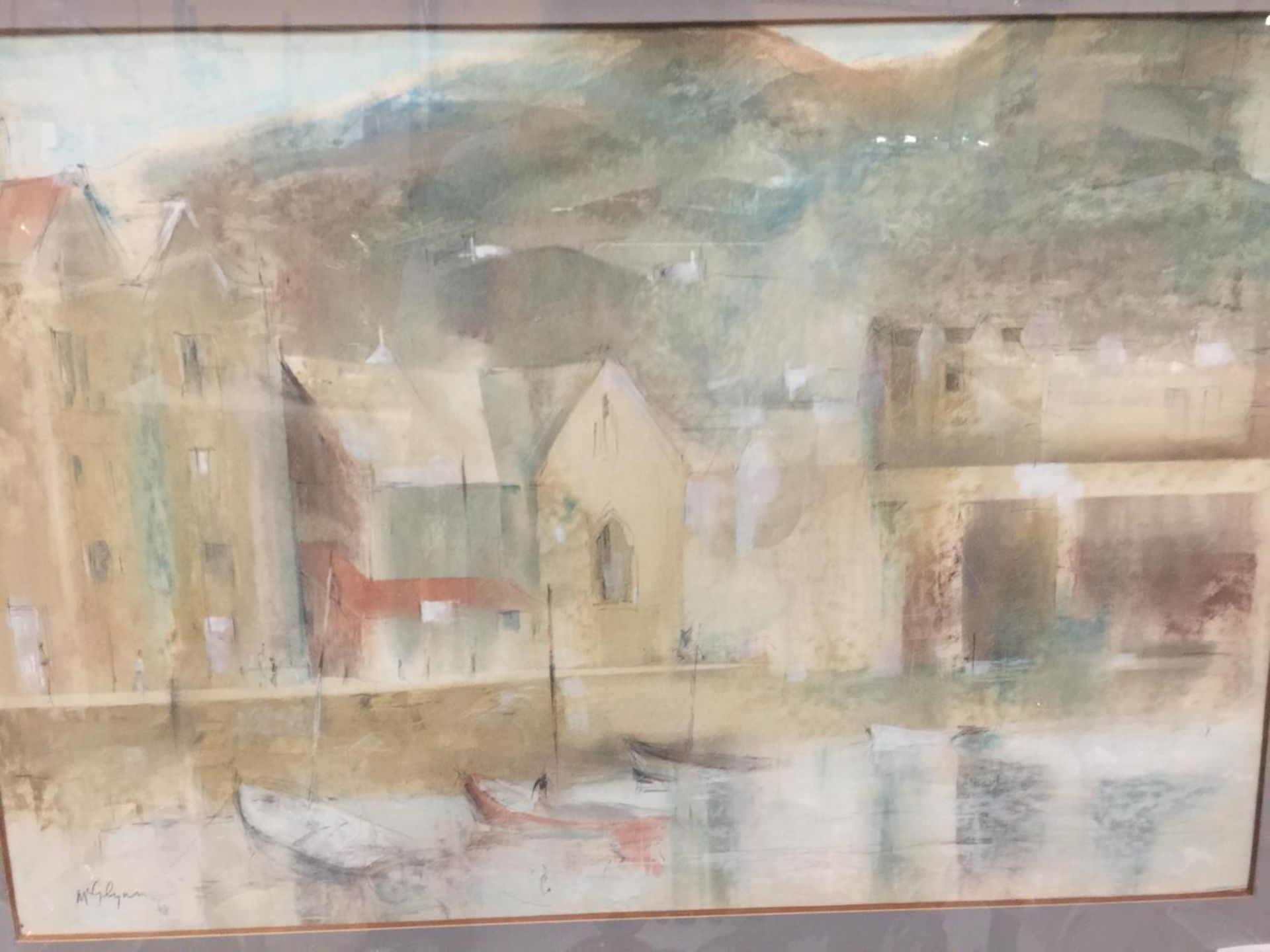 A FRAMED WATERCOLOUR OF BARMOUTH IN NORTH WALES, SIGNED TERRY MCGLYNN 70CM X 52.5CM - Image 2 of 2