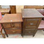 AN EDWARDIAN TWO DRAWER FILING CABINET AND VICTORIAN COMMODE