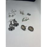 SIX PAIRS OF SILVER EARRINGS