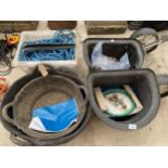 AN ASSORTMENT OF ITEMS TO INCLUDE FEED BUCKETS AND A QUANTITY OF HARDWARE