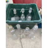 AN ASSORTMENT OF GLASS DECANTORS