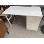 A WHITE SINGLE PEDESTAL DESK