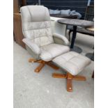 A CARLTON RECLINING SWIVEL CHAIR AND STOOL