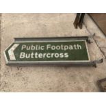 A PUBLIC FOOTPATH SIGN WITH METAL HANGING FRAME