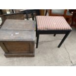 A VICTORIAN BOX COMMODE AND EBONISED PIANO STOOL