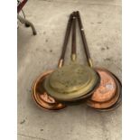 THREE VINTAGE COPPER AND BRASS BED WARMING PANS