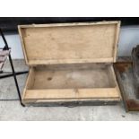 A VINTAGE WOODEN JOINERS CHEST