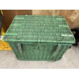 A LARGE LOCKABLE WICKER STORAGE BASKET