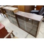 TWO MID 20TH CENTURY BOOKCASES WITH GLASS SLIDING DOORS, 36 AND 35"