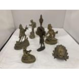 A QUANTITY OF BRASS ASIAN DEITIES