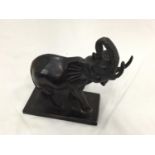 A SMALL POSSIBLY BRONZE FIGURE OF AN ELEPHANT H: 14CM