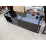 AN ITALIAN 'A.L.F. GROUP' GLOSS BLACK ENTERTAINMENT UNIT, 73" WIDE