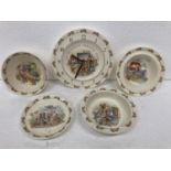 A JOBLOT OF ROYAL DOULTON BUNNYKINS TO INCLUDE A TEACHING CLOCK, BREAKFAST BOWL, PLATE ETC.,