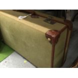 A VINTAGE MILITARY SUITCASE WITH THE CROWS FOOT SIGN INSIDE WIDTH 70CM