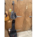 AN IBANEZ AE410BK ELECTRIC GUITAR AND CARRY BAG