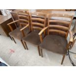 THREE G-PLAN BEAULIEU E.GOMME DINING CHAIRS, TWO BEING CARVERS