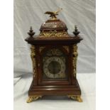 A 19TH CENTURY MAHOGANY CASED BRACKET CLOCK WITH FULL BRASS DIAL AND SILVER CHAPTER RING ORMOLA
