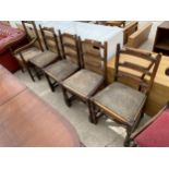 A LATE VICTORIAN COMMODE CHAIR AND FOUR BEECH DINING CHAIRS