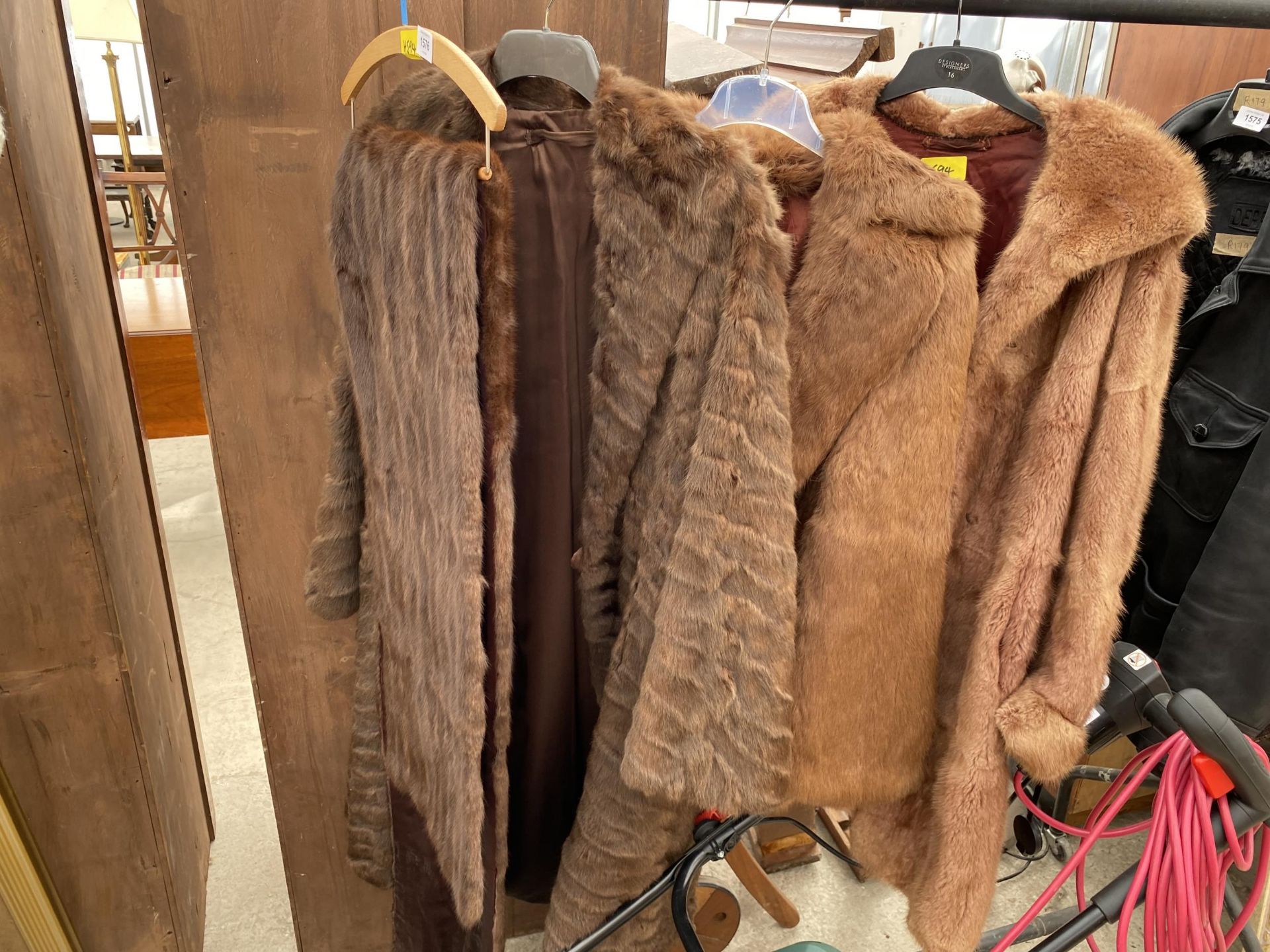THREE LADIES FUR COATS AND A FUR STOLE