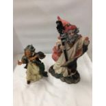 TWO MYTHICAL WIZARD-LIKE FIGURINES HEIGHT 32CM AND 20CM
