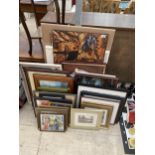 AN ASSORTMENT OF FRAMED PRINTS AND PICTURES