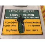 A CAST 'LOUIS VUITTON' SIGN 28.5CM X 20.5CM