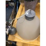 A RETRO STYLE FROSTED GLASS CEILING LAMP DROP APPROX 29CM