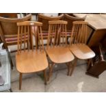 THREE MODERN ERCOL STYLE KITCHEN CHAIRS