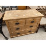 A VICTORIAN SATINWOOD CHEST OF TWO SHORT AND TWO LONG DRAWERS, 36" WIDE