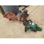 A PETROL CHAINSAW AND A PETROL STONE CUTTER