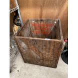 A VINTAGE MONGRAMED WOODEN CRATE