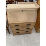 A MID 20TH CENTURY LIGHT OAK BUREAU