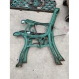 A PAIR OF DECORATIVE CAST IRON BENCH ENDS