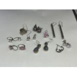 TEN PAIRS OF SILVER EARRINGS