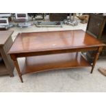 A MAHOGANY TWO TIER COFFEE TABLE