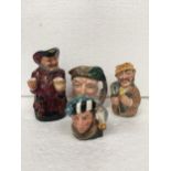A GROUP OF ROYAL DOULTON SMALL CHARACTER JUGS TO INCLUDE "THE FALCONER" D6547 - 7 CM (H) ROBINSON