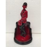 A PEGGY DAVIES RUBY FUSION ART DECO FIGURINE - 26 CM IN HEIGHT