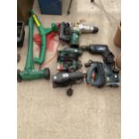 AN ASSORTMENT OF POWER TOOLS TO INCLUDE A ARKSIDE NAIL GUN, A SANDER AND TWO DRILLS ETC