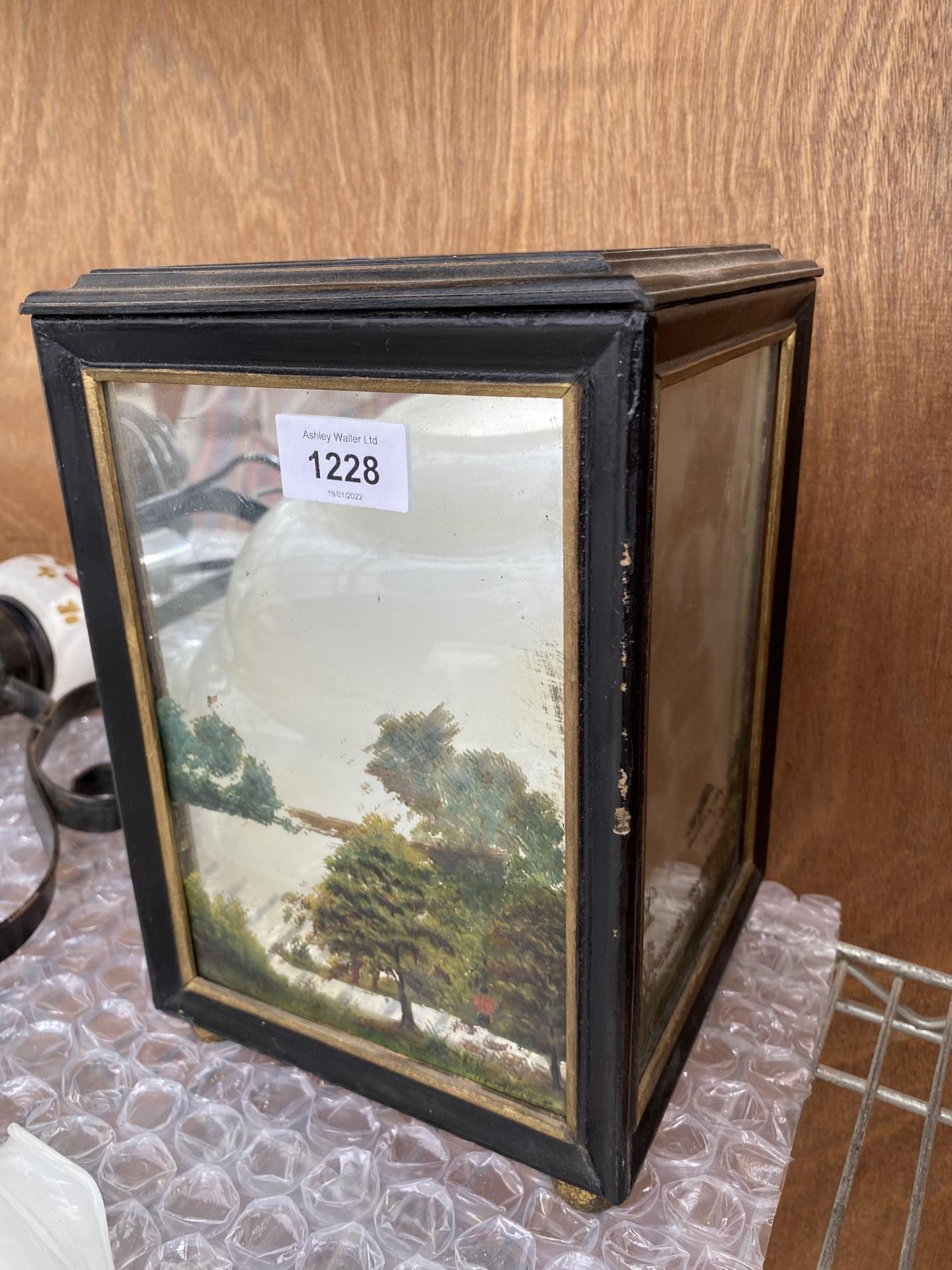 A VINTAGE MIRRORED WOODEN BOX