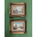 A PAIR OF OIL PAINTINGS ON CANVAS IN ORNATE GOLD FRAMES - MEASUREMENTS TO INCLUDE THE FRAME ARE 28 X