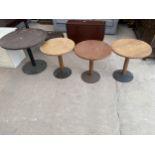 FOUR ROUND PUB TABLES, 35" DIAMETER (1) AND 25" DIAMETER (3)